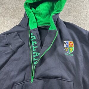 Live For Rugby Ireland Hoodie Mens XL Navy Blue Green Quarter Zip Embroidered